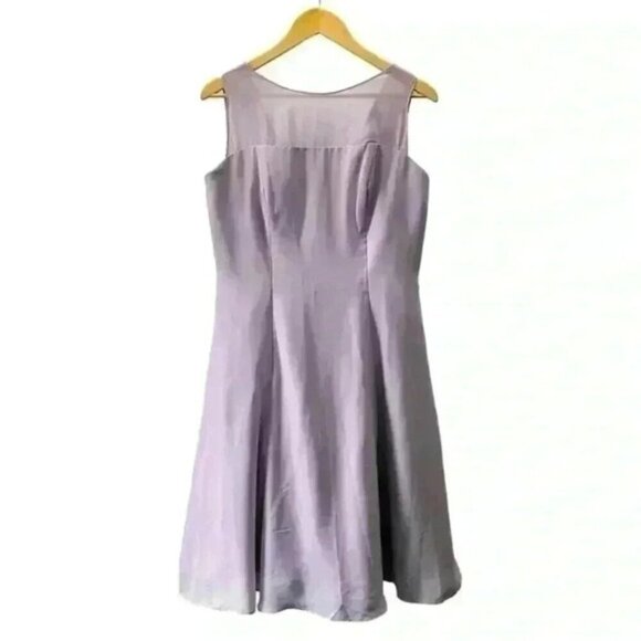 Christina Wu Dress Sheer Chiffon Sleeveless A-line Flowy Lilac Purple Gown 16 - Picture 1 of 16